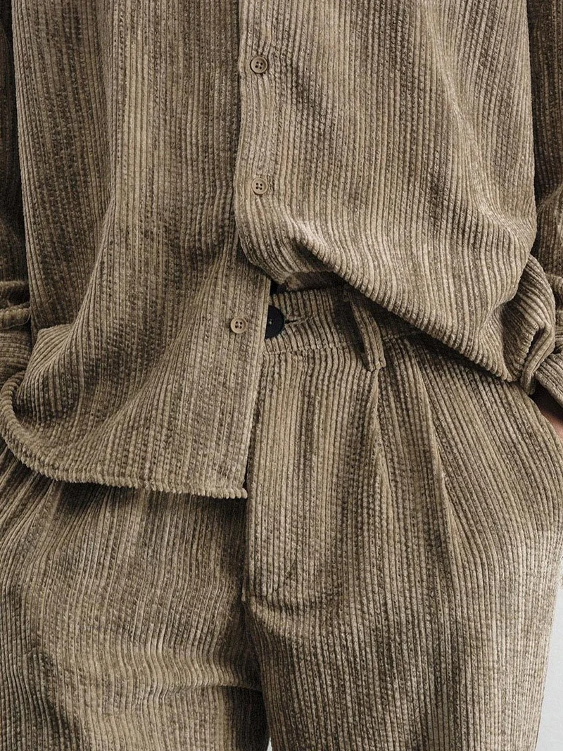 Giesto Beaver Brown GIESTO Textured Pleated Pants for Men | Best Price UAE